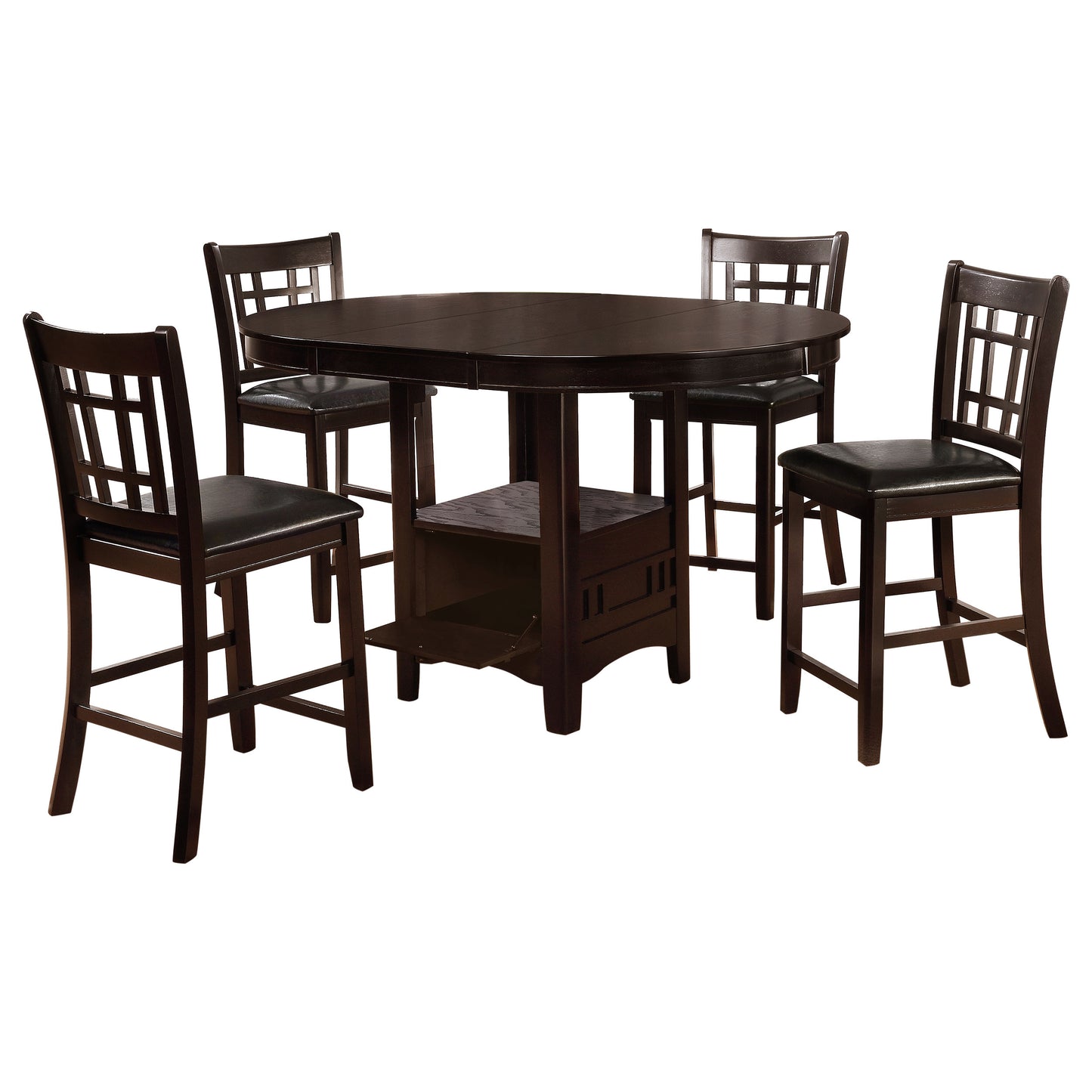 Espresso Round Extendable Dining Table with Chairs