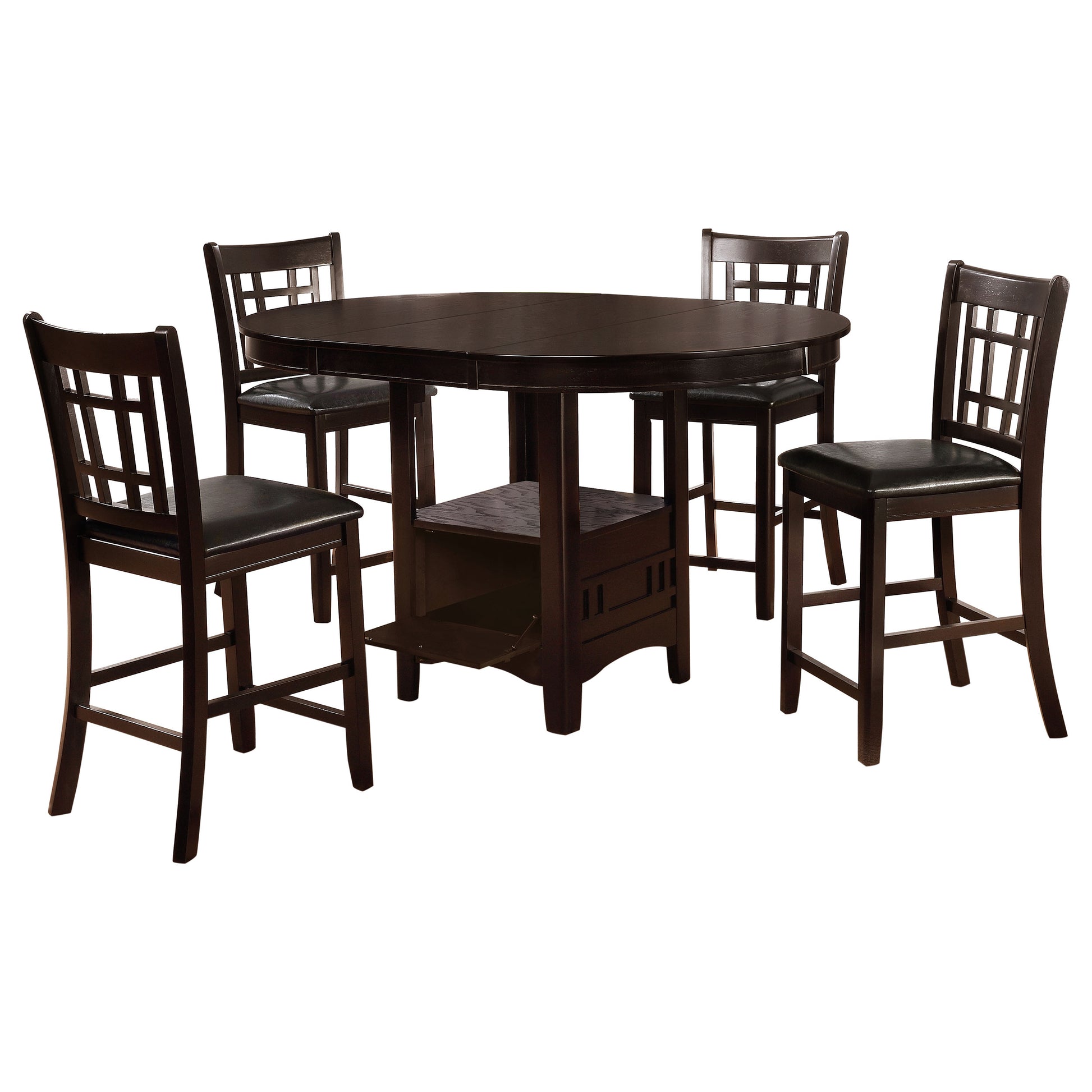 Espresso Round Extendable Dining Table with Chairs
