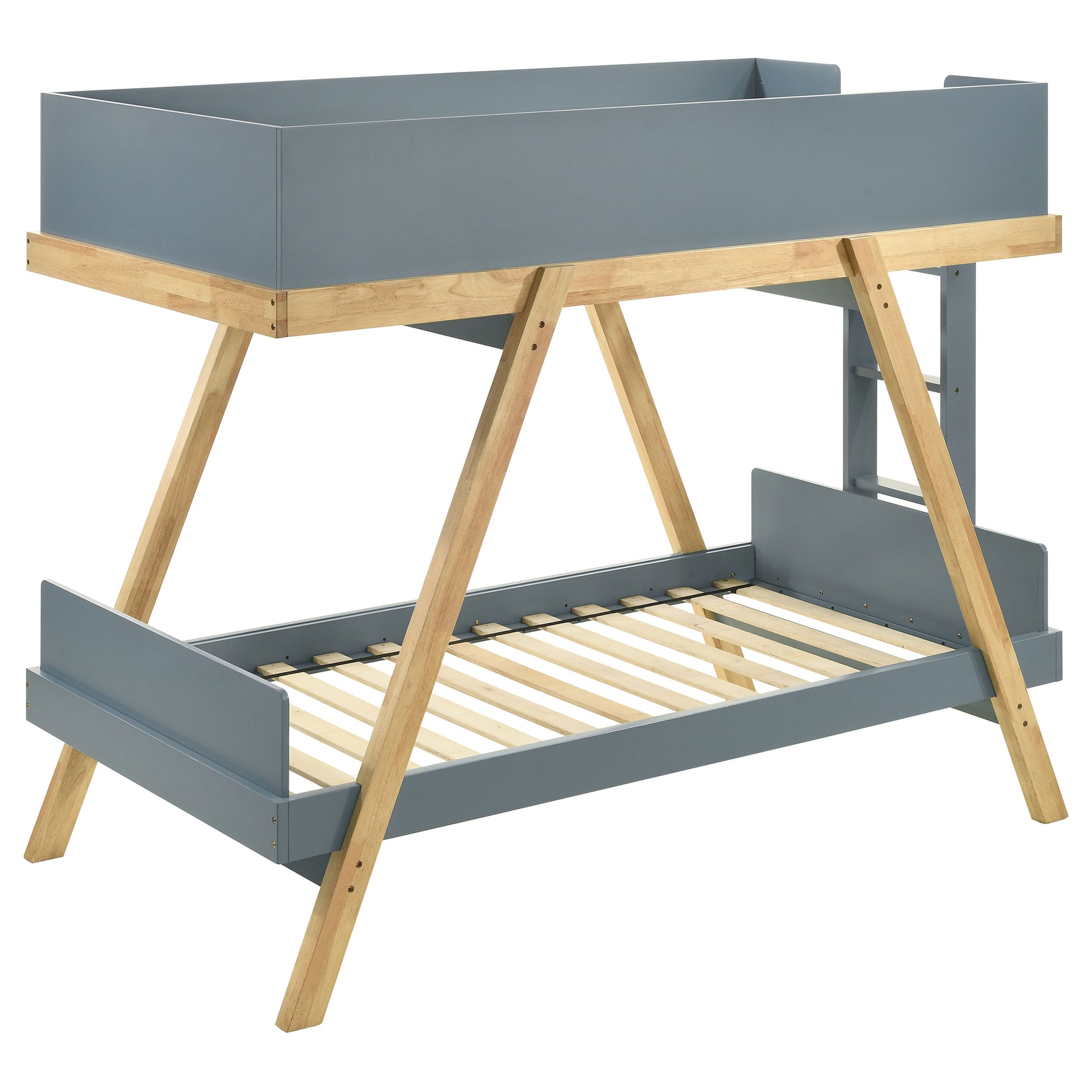 Hicks Blue Twin Over Twin Bunk Bed - Wood Frame for Bedroom