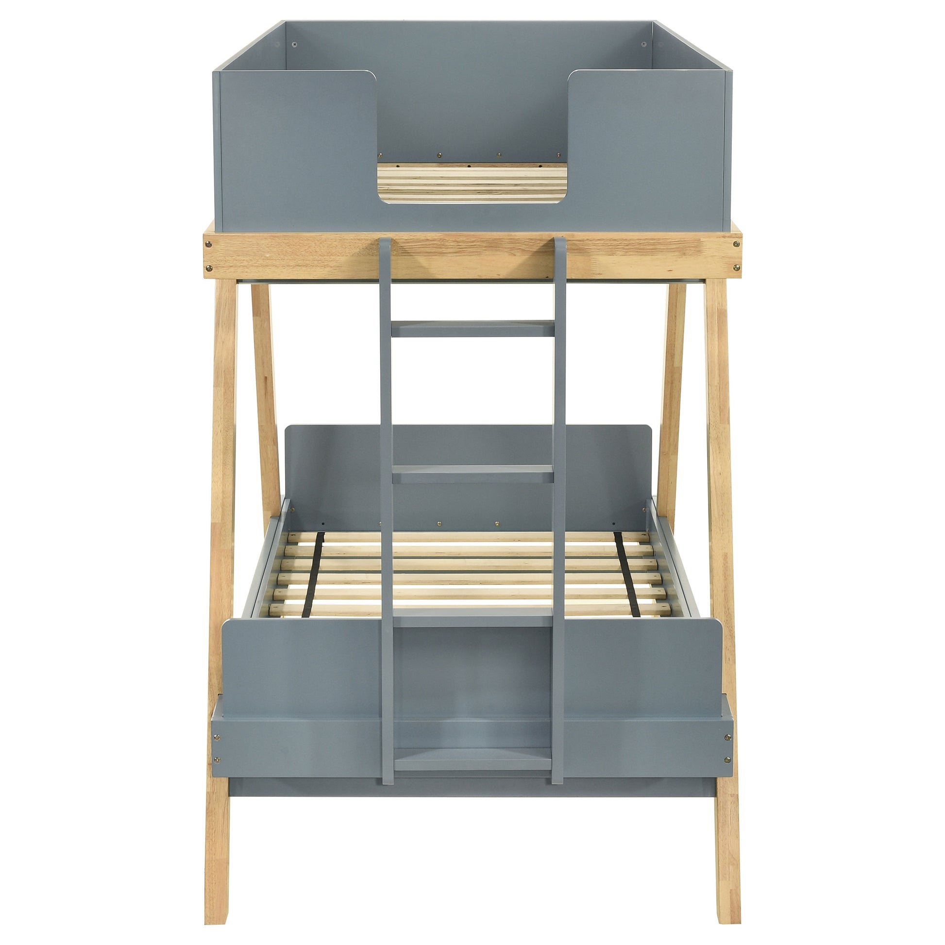 Hicks Blue Twin Over Twin Bunk Bed - Wood Frame for Bedroom