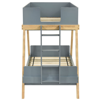 Hicks Blue Twin Over Twin Bunk Bed - Wood Frame for Bedroom