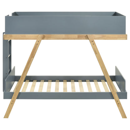 Hicks Blue Twin Over Twin Bunk Bed - Wood Frame for Bedroom