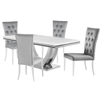 Grey Rectangular Dining Table Set - Seats 4