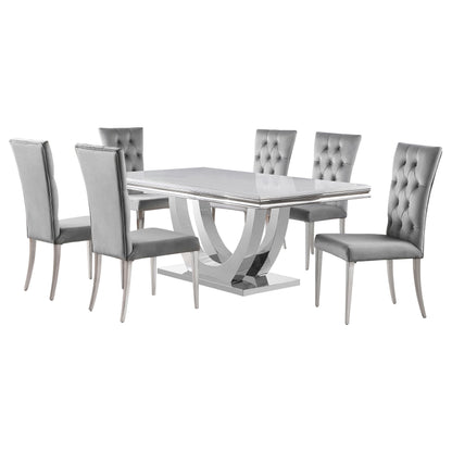 Grey Rectangular Dining Table Set - Seats 6