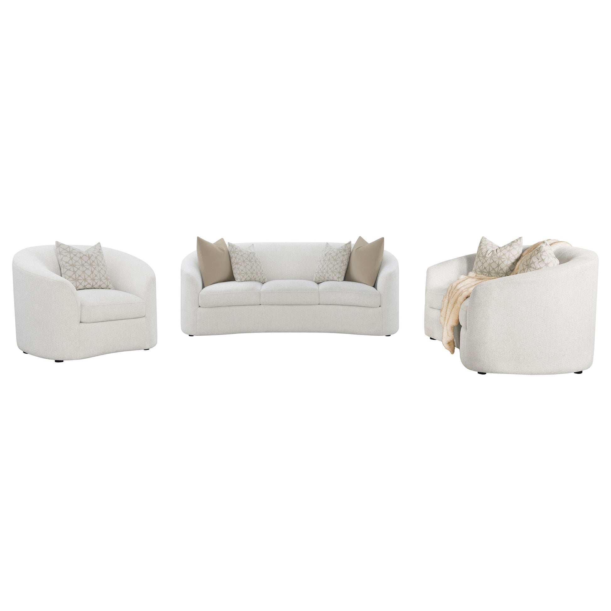 Rory Latte 3-piece Sloped Arms Living Room Set