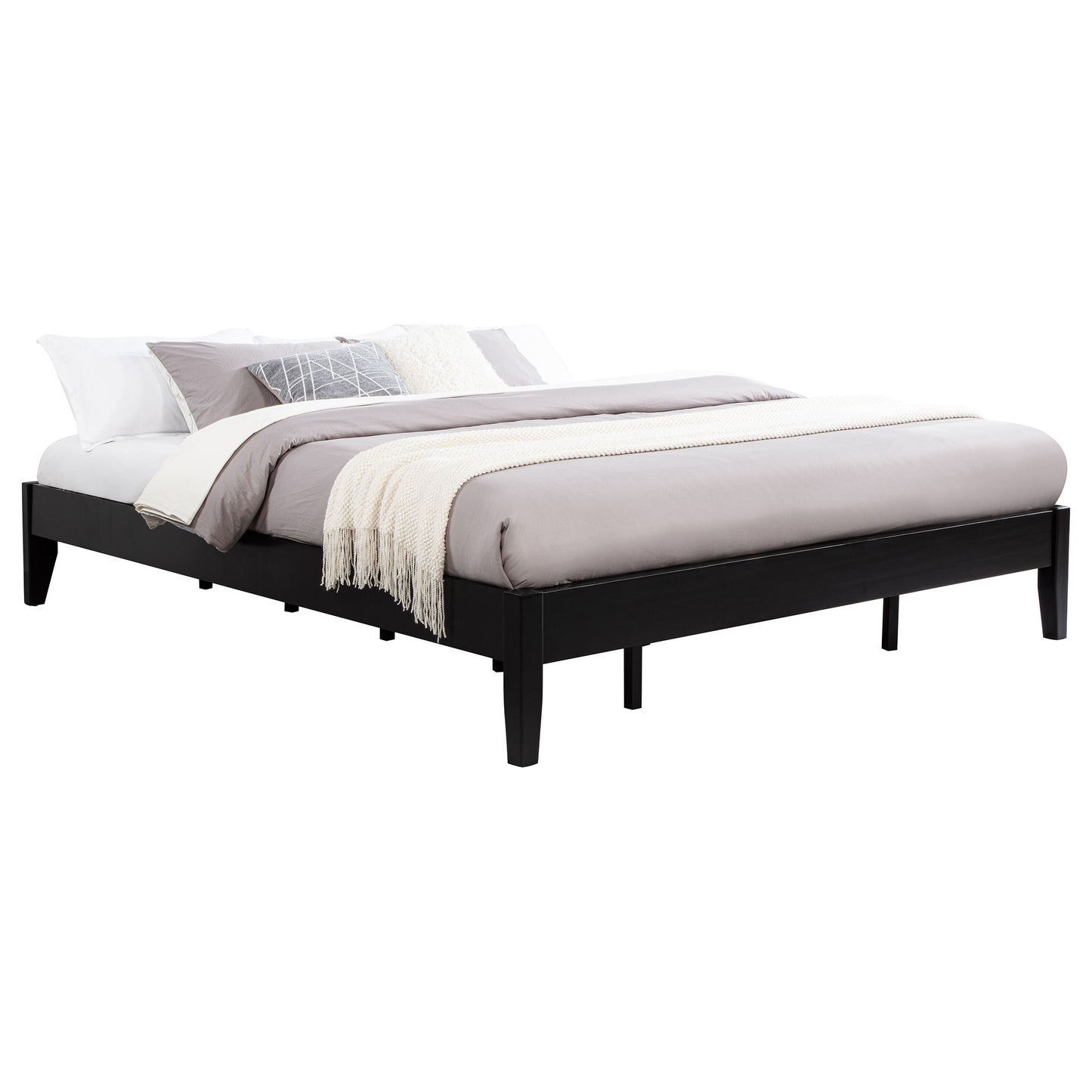 Black Eastern King Platform Bed - No Box Spring Needed