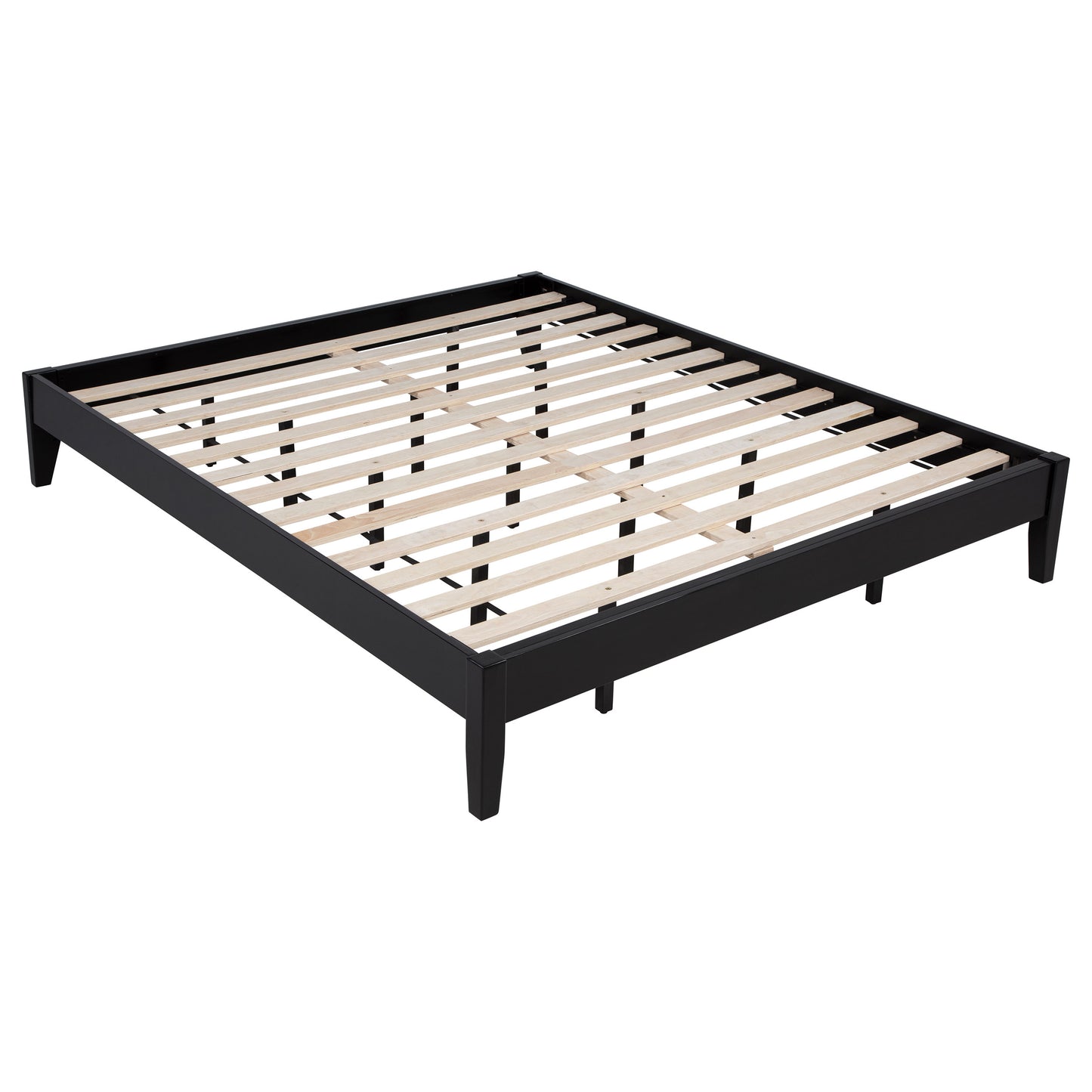 Black Eastern King Platform Bed - No Box Spring Needed