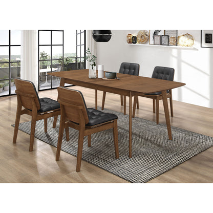 Draper Natural Walnut and Black 5-piece Rectangular Dining Set