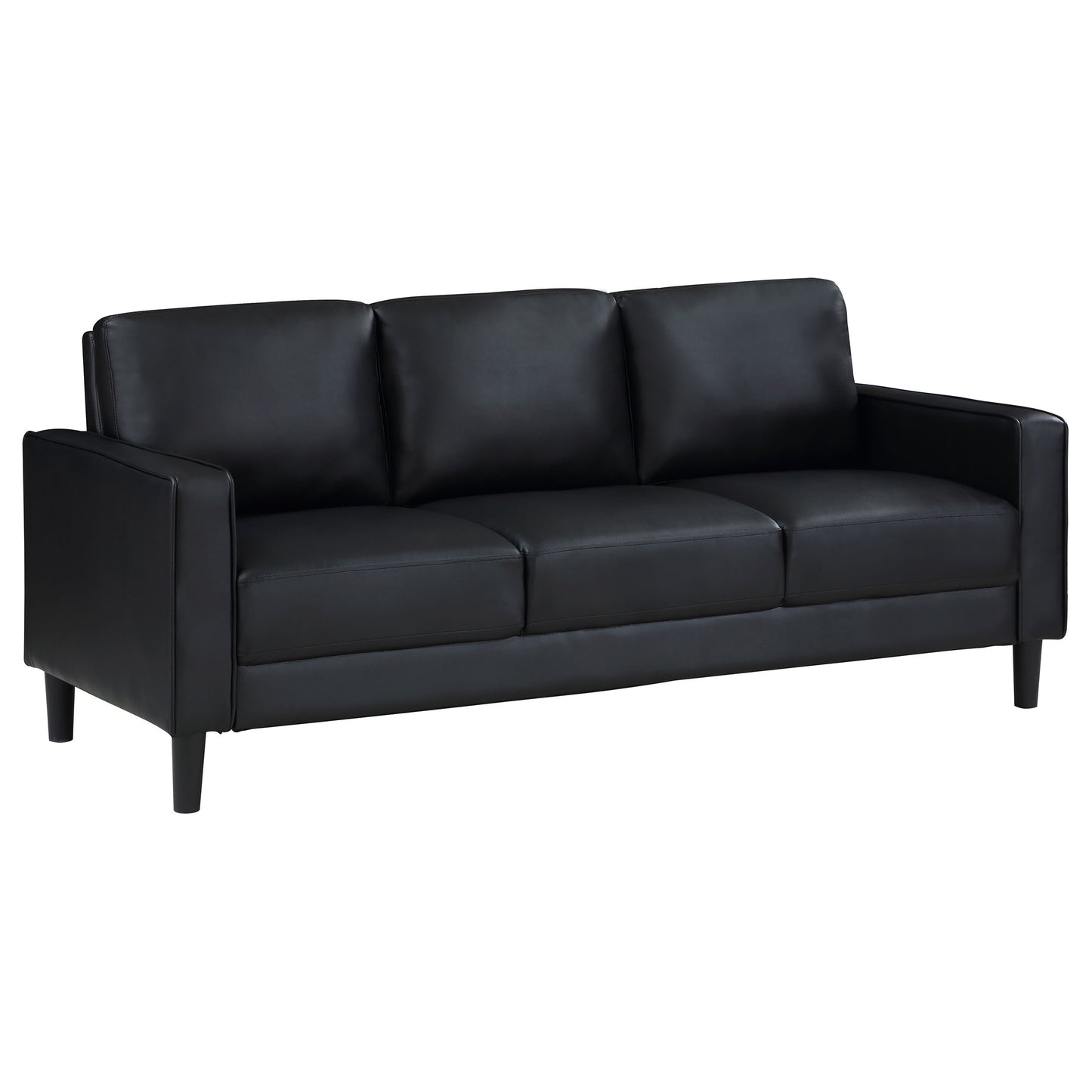Black Upholstered Sofa Set - 2 Piece Track Arm Sofa for Living Room