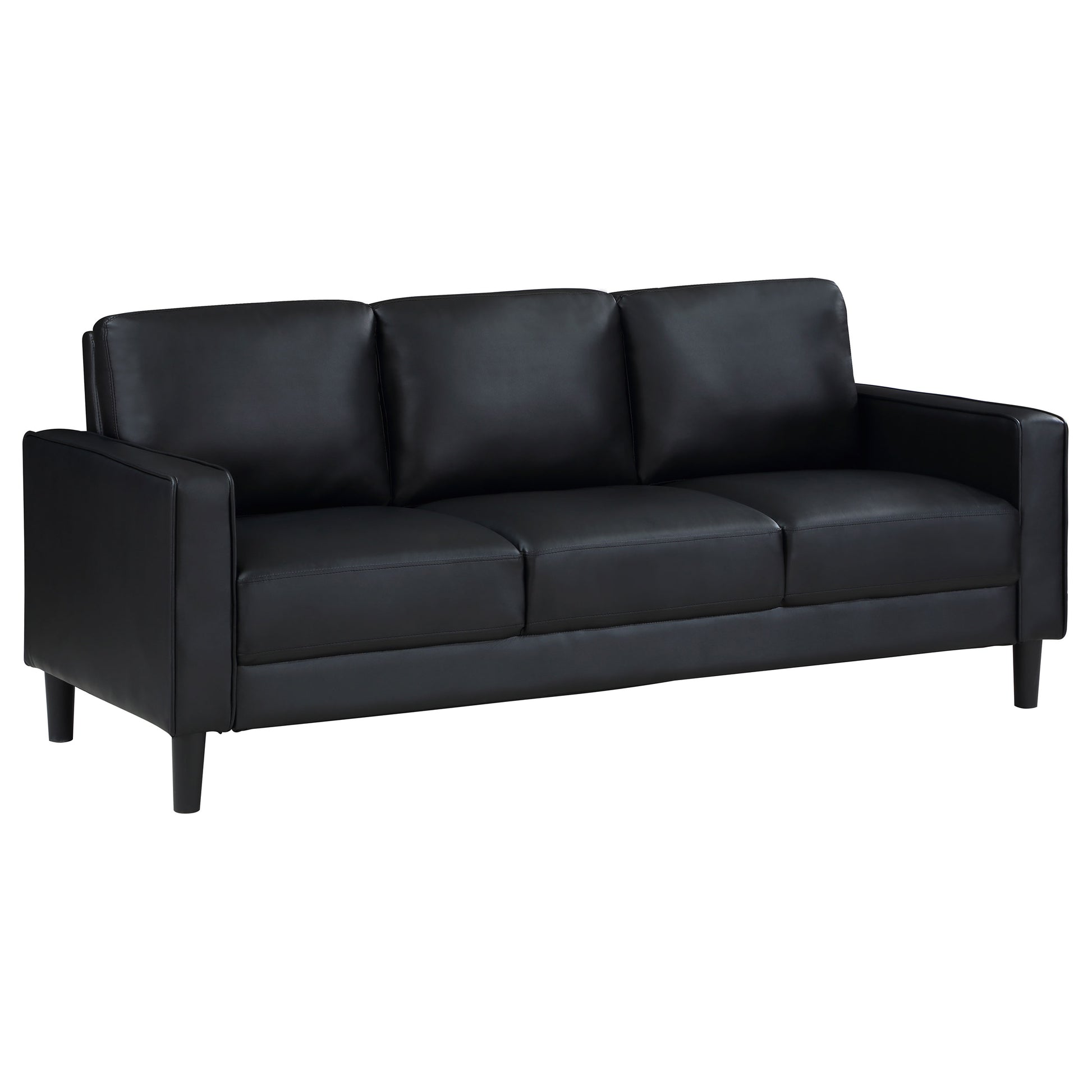 Black Upholstered Sofa Set - 2 Piece Track Arm Sofa for Living Room