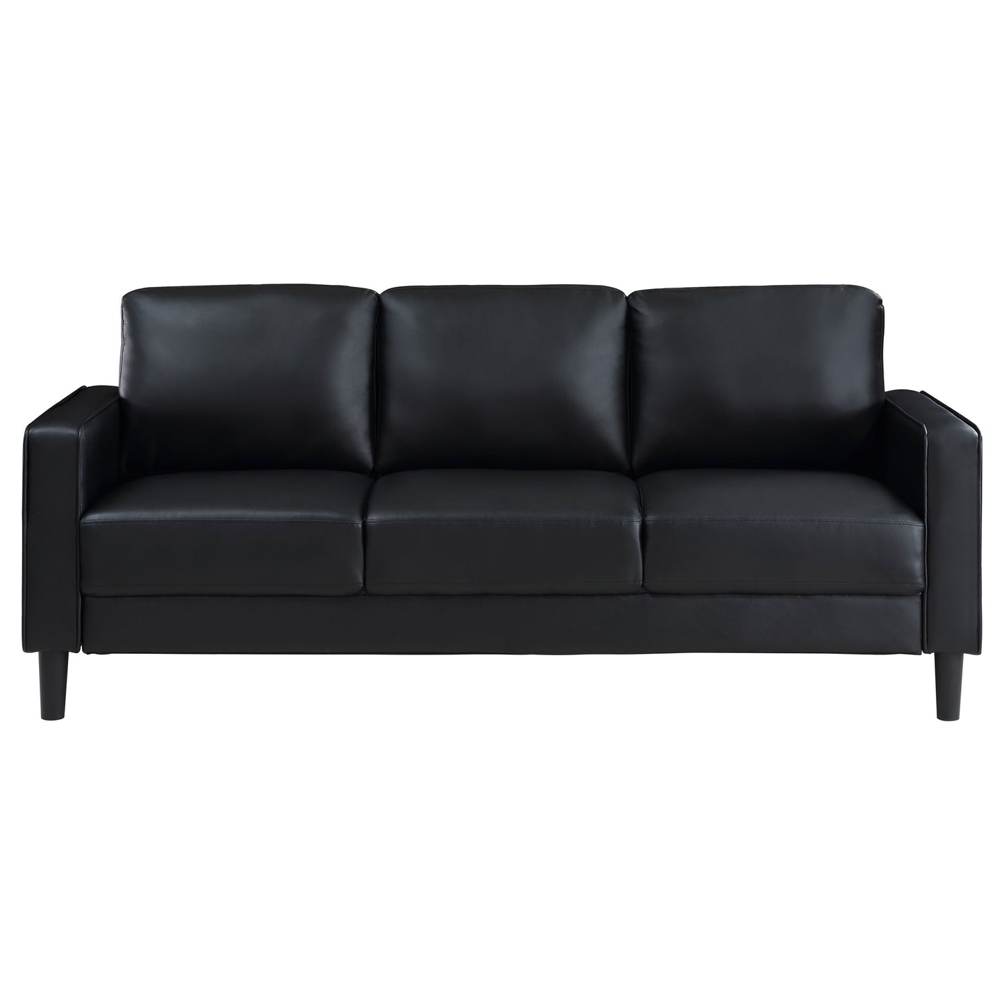 Black Upholstered Sofa Set - 2 Piece Track Arm Sofa for Living Room