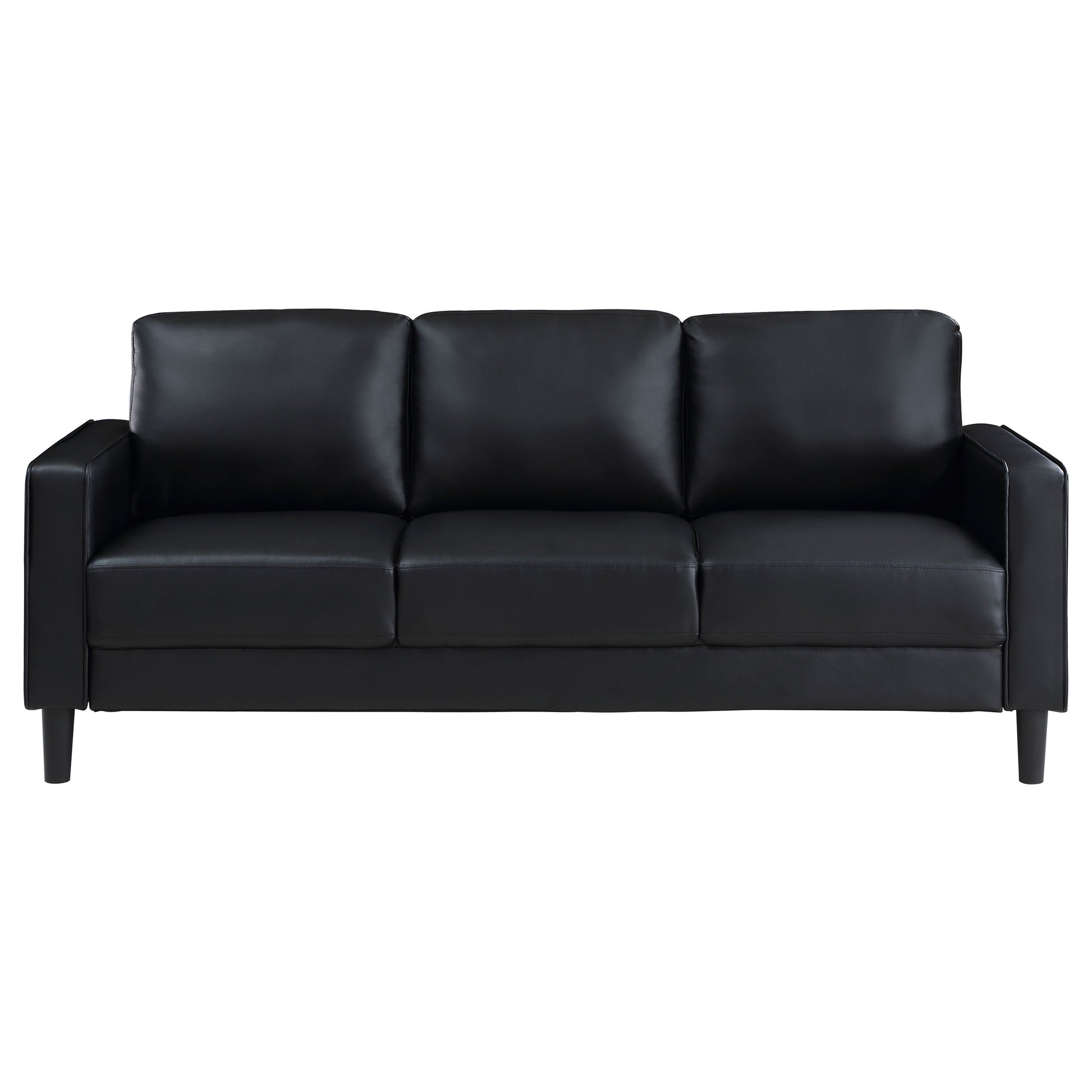 Black Upholstered Sofa Set - 2 Piece Track Arm Sofa for Living Room