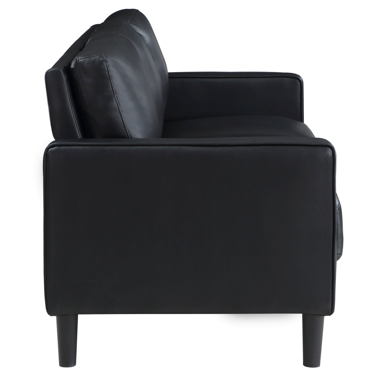 Black Upholstered Sofa Set - 2 Piece Track Arm Sofa for Living Room