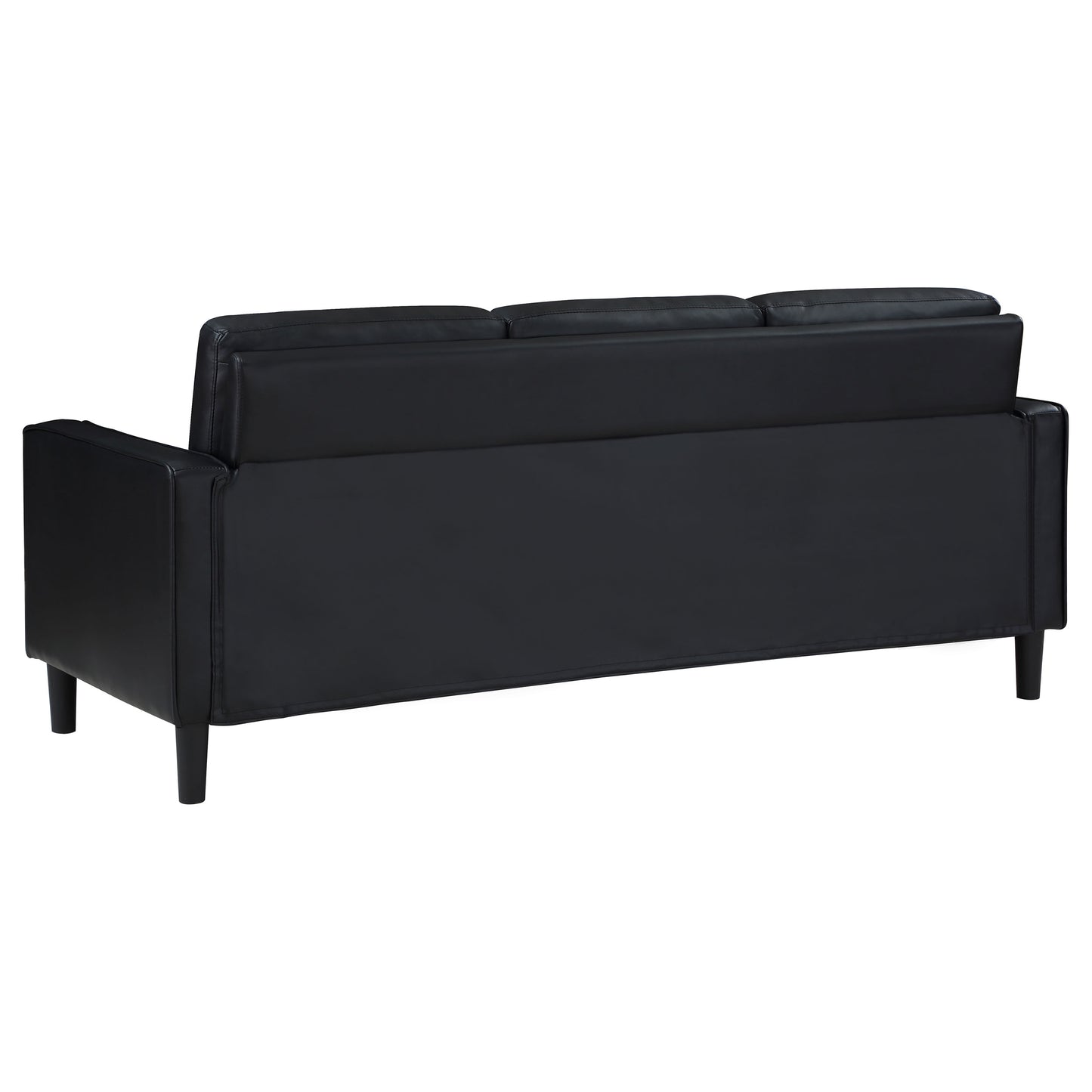 Black Upholstered Sofa Set - 2 Piece Track Arm Sofa for Living Room