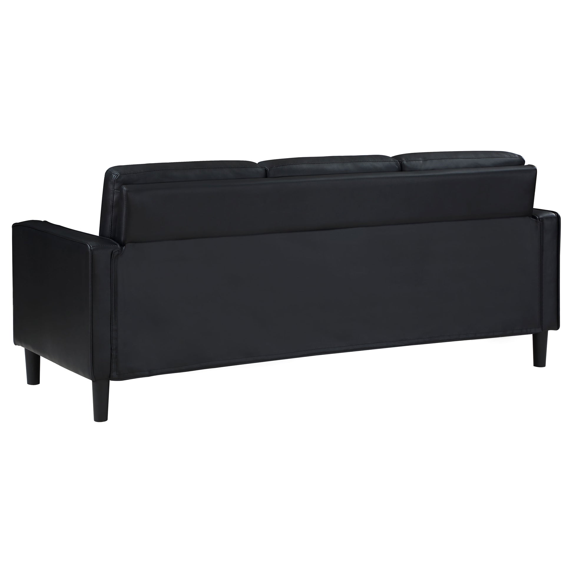Black Upholstered Sofa Set - 2 Piece Track Arm Sofa for Living Room