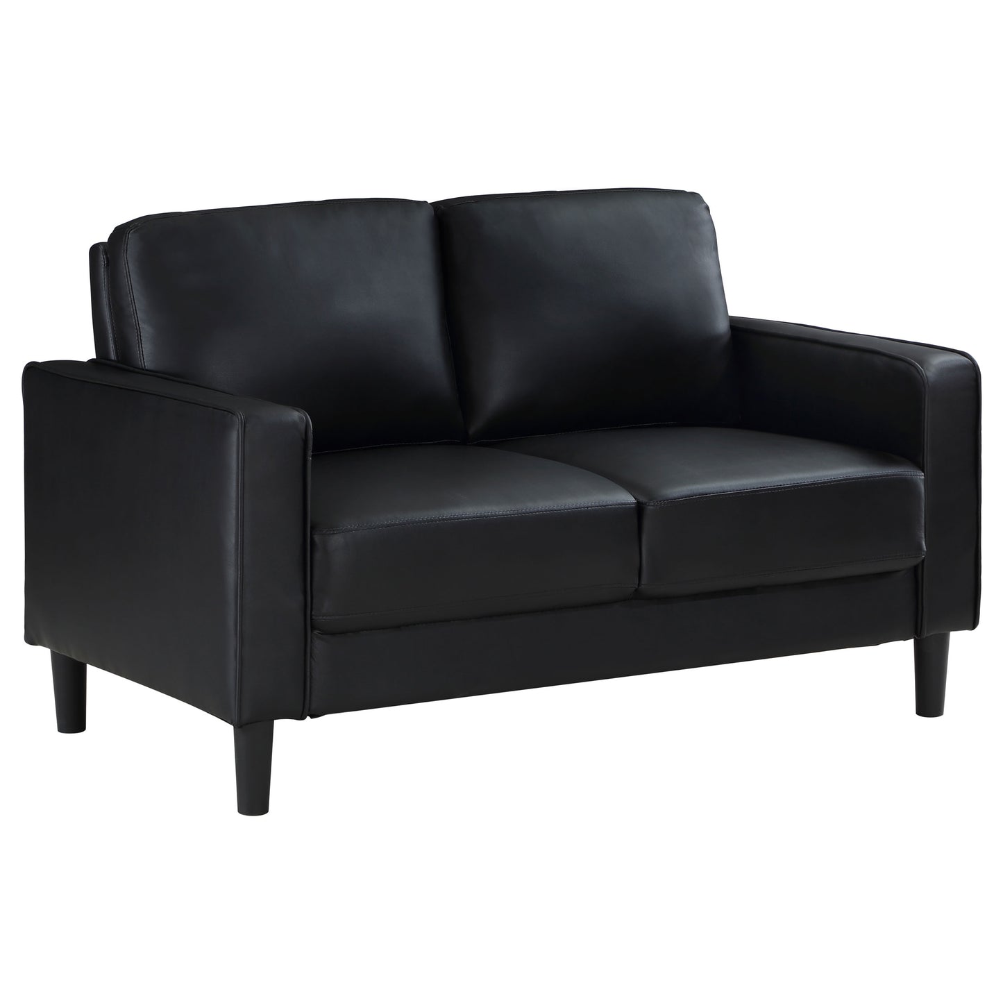 Black Upholstered Sofa Set - 2 Piece Track Arm Sofa for Living Room