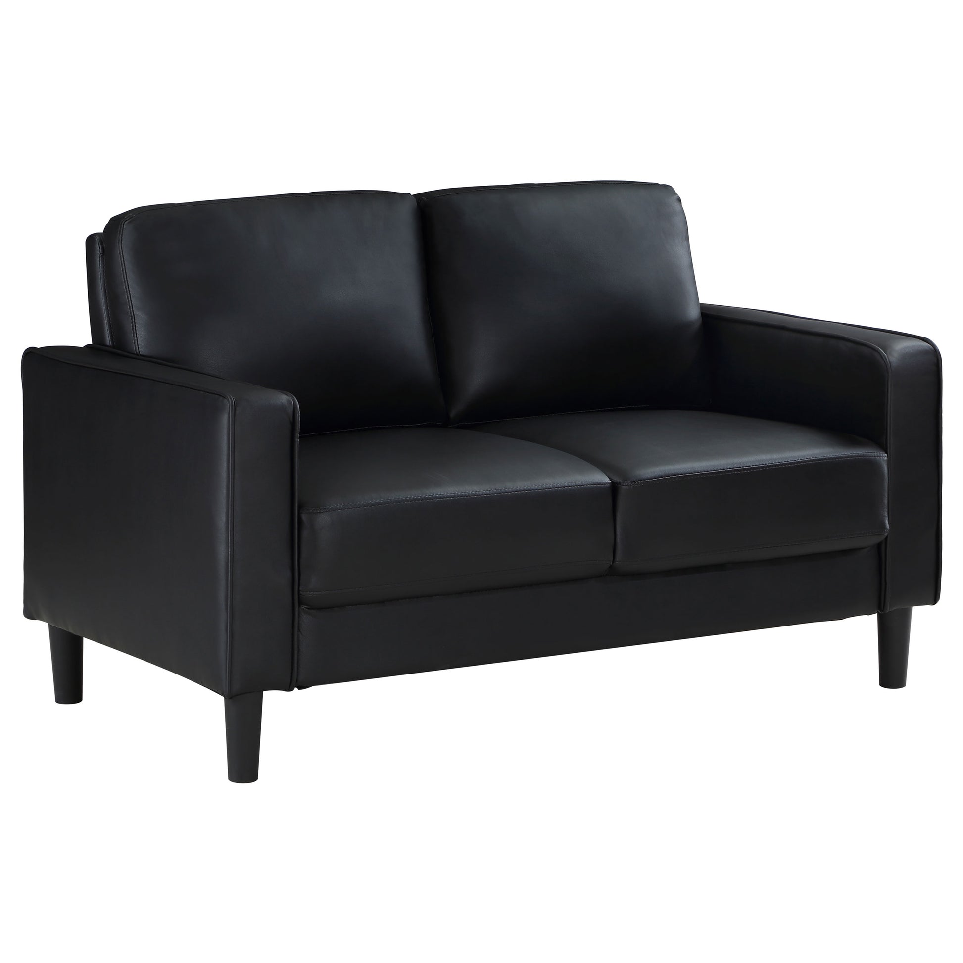 Black Upholstered Sofa Set - 2 Piece Track Arm Sofa for Living Room