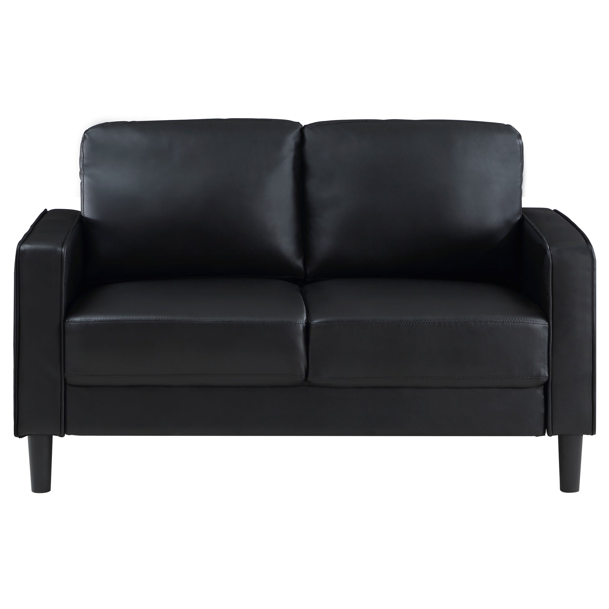 Black Upholstered Sofa Set - 2 Piece Track Arm Sofa for Living Room