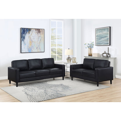 Ruth Black 2-piece Track Arm Sofa Set