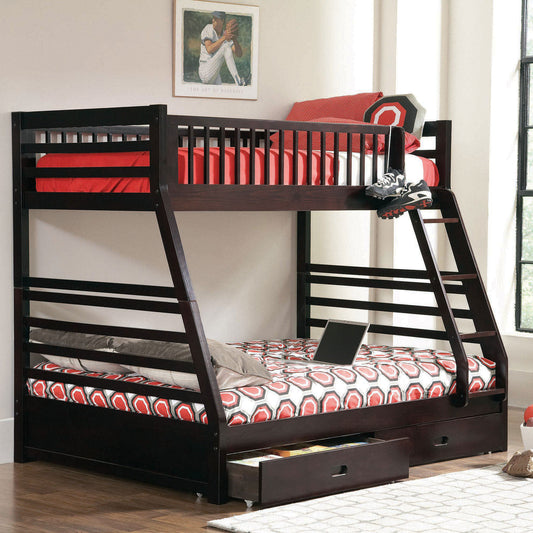 Newhall Cappuccino 2-drawers Twin Over Full Bunk Bed