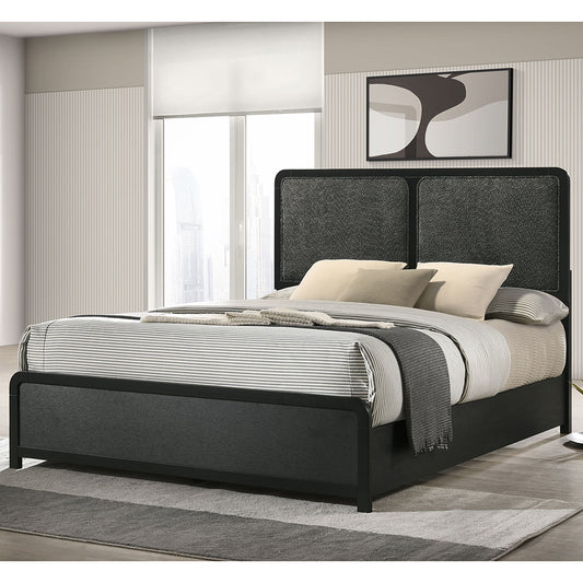 Burton Black Upholstered Queen Bed