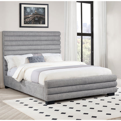Grey Upholstered Queen Bed Frame - Modern Bedroom Style