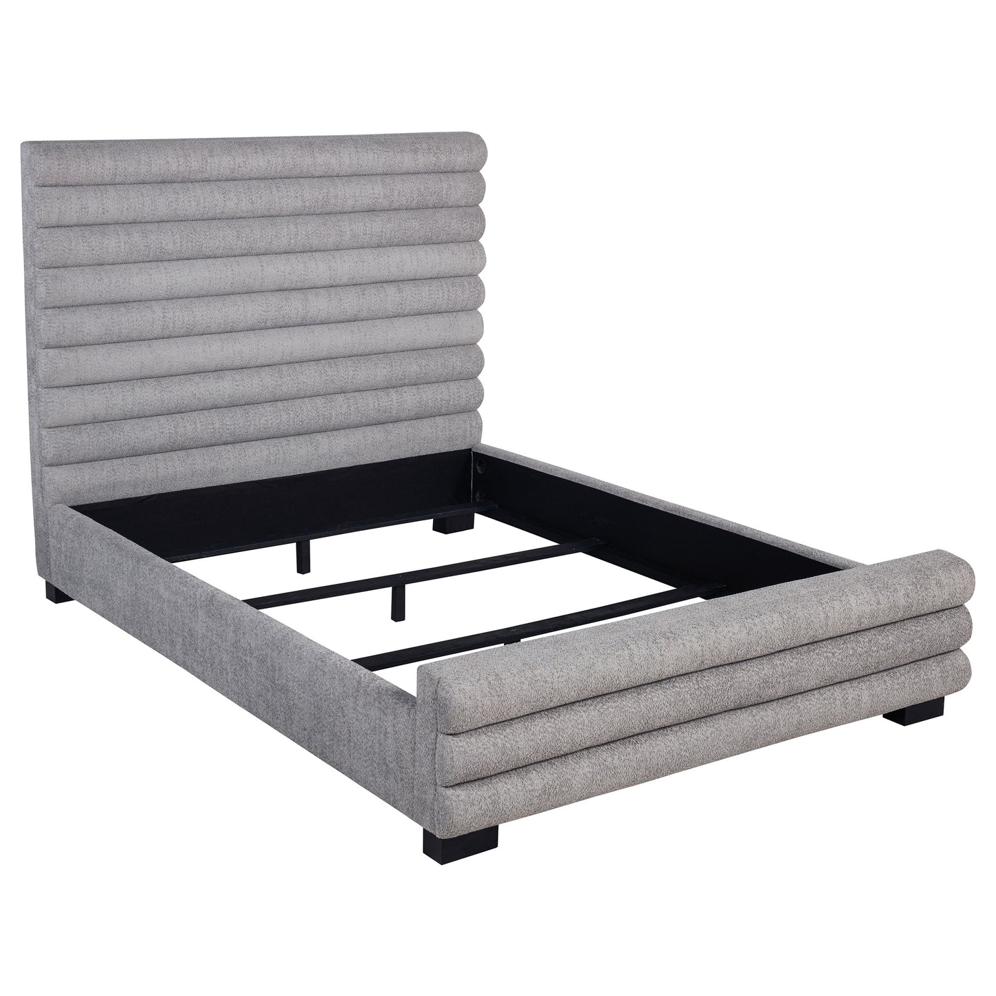 Grey Upholstered Queen Bed Frame - Modern Bedroom Style