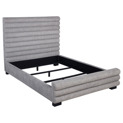 Grey Upholstered Queen Bed Frame - Modern Bedroom Style