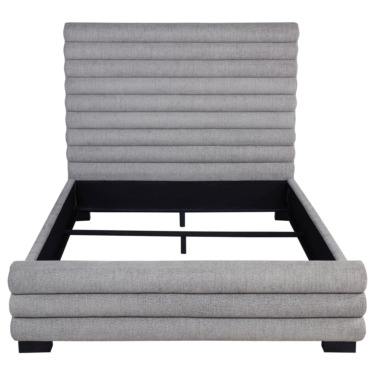 Grey Upholstered Queen Bed Frame - Modern Bedroom Style