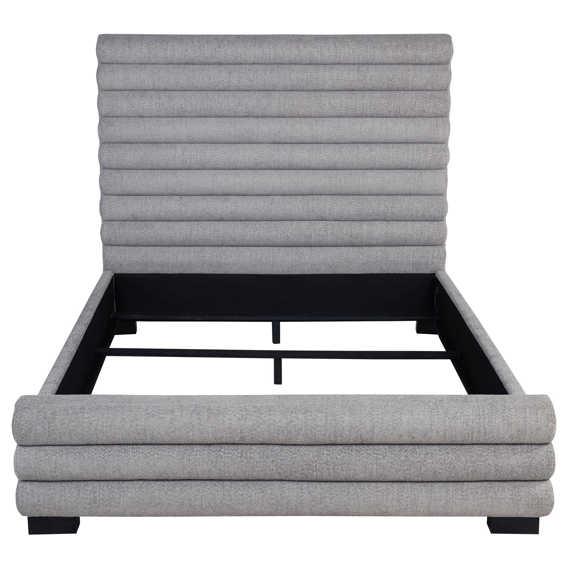 Grey Upholstered Queen Bed Frame - Modern Bedroom Style