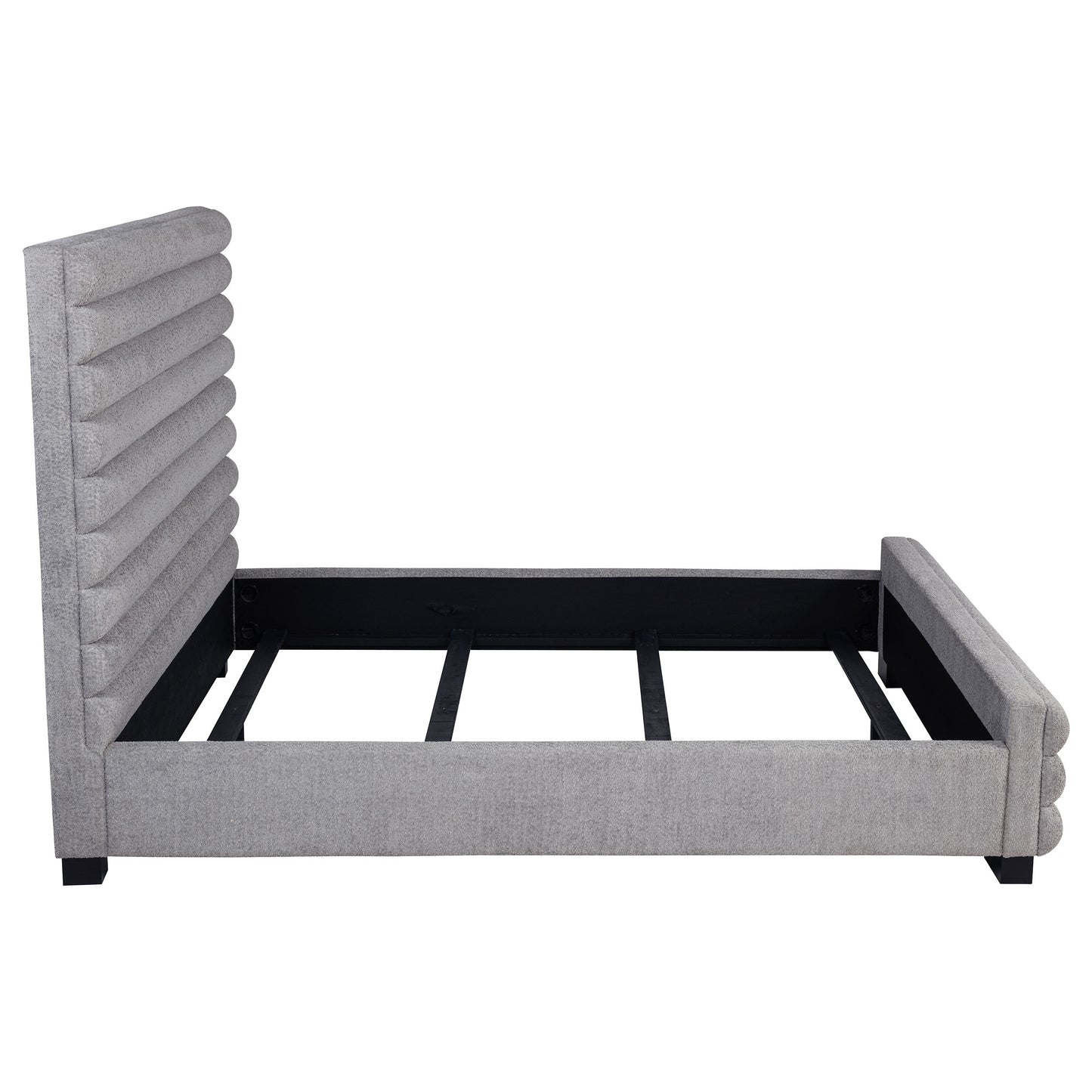 Grey Upholstered Queen Bed Frame - Modern Bedroom Style