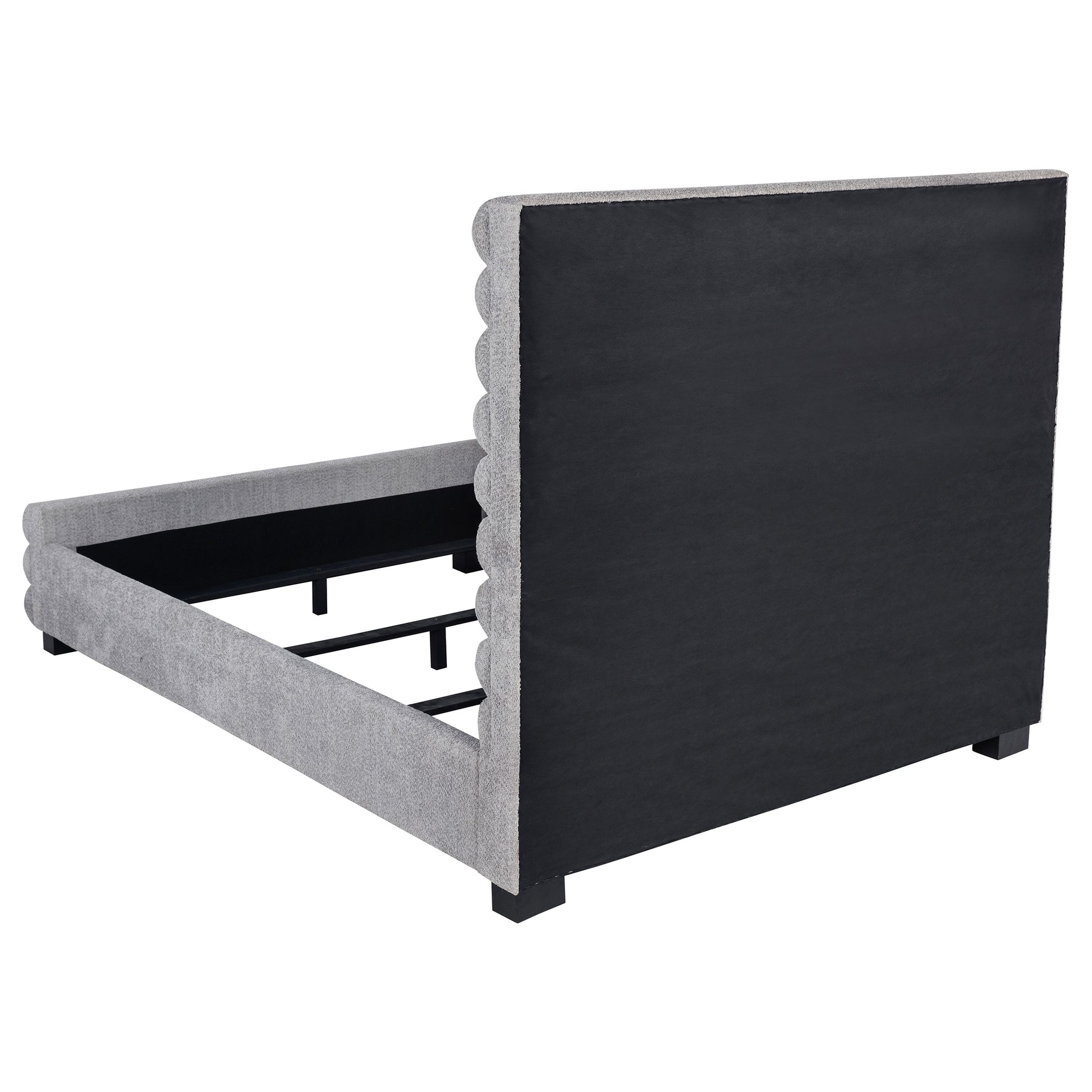 Grey Upholstered Queen Bed Frame - Modern Bedroom Style
