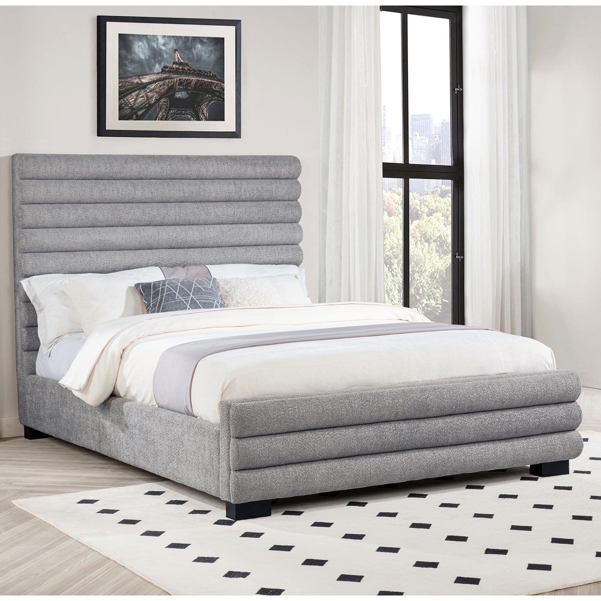 Grey Upholstered Queen Bed