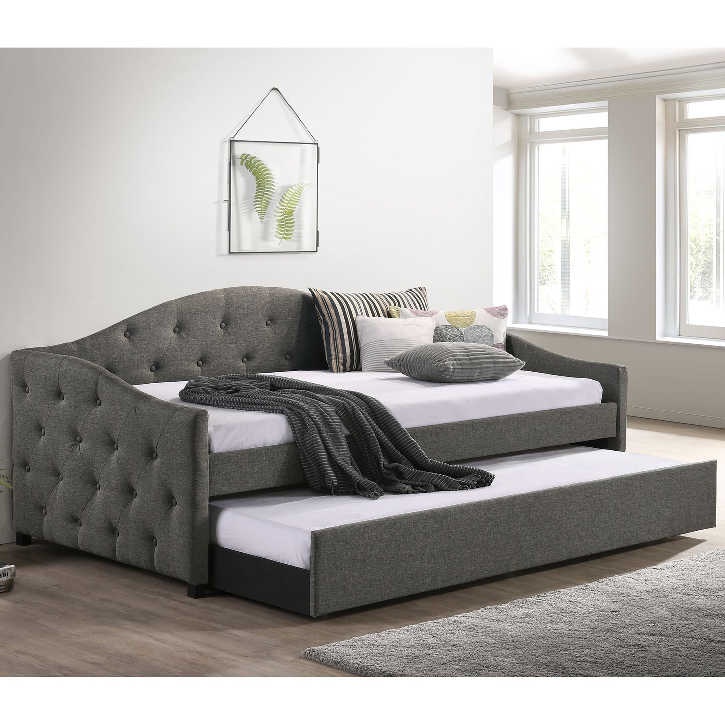 Tremont Grey Upholstered Twin Daybed with Trundle