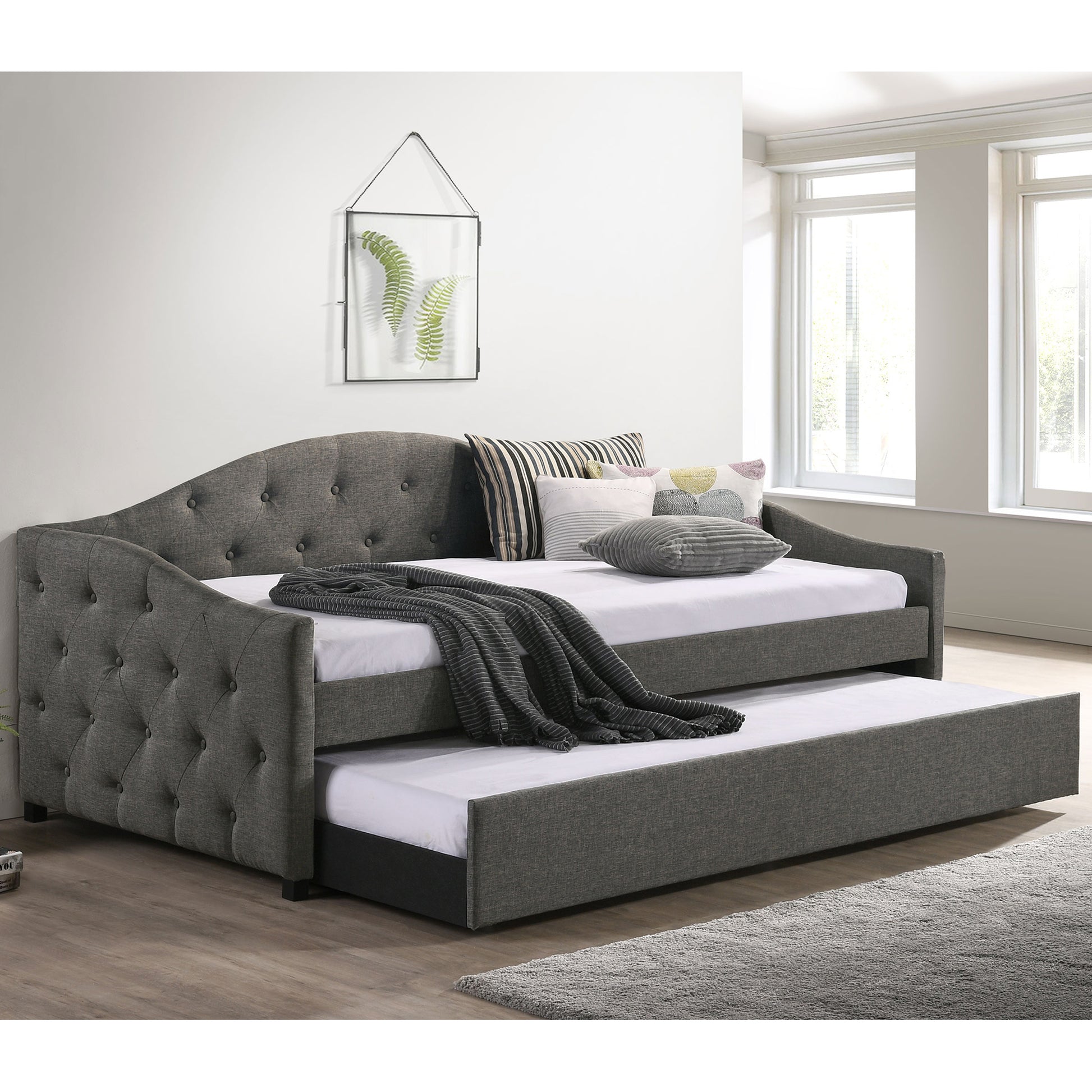 Tremont Grey Upholstered Twin Daybed with Trundle