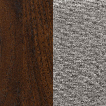 Queen Walnut Upholstered Bed Frame - Transitional Style