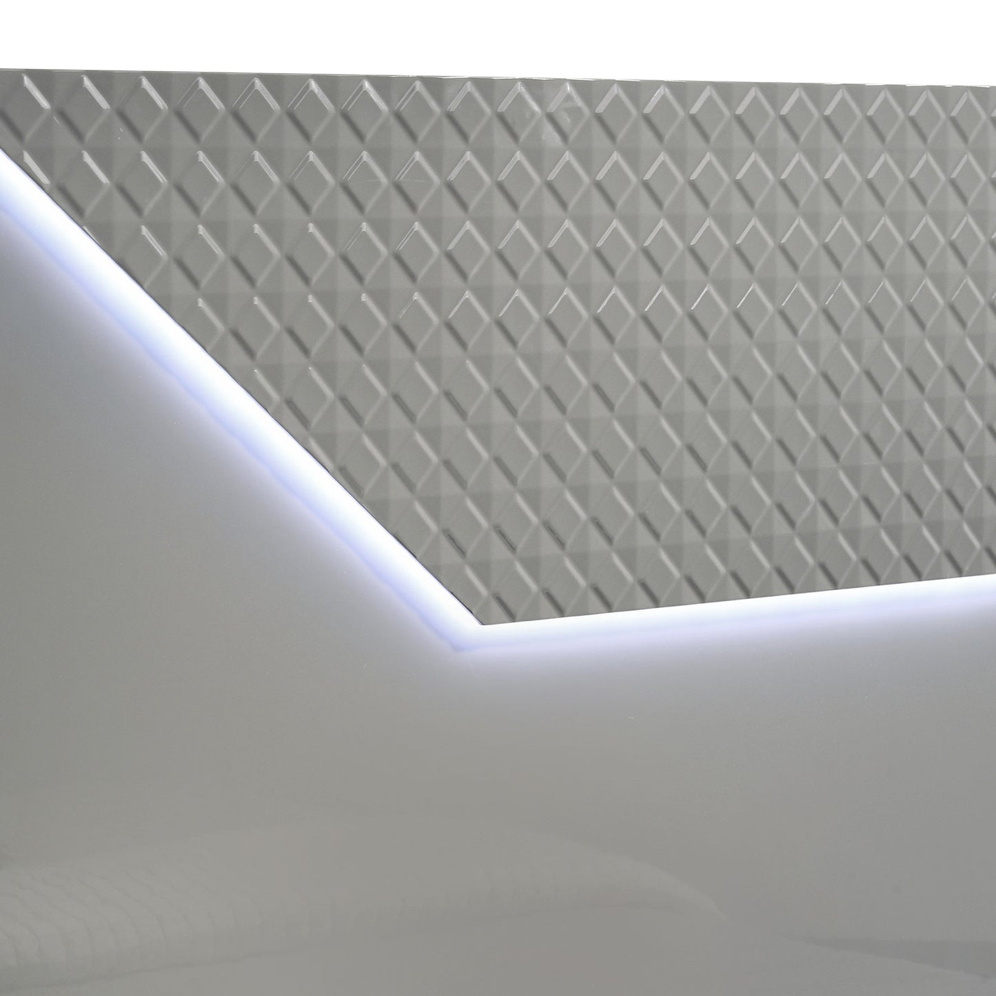 Grey Wood Panel Queen Bed with LED Headboard for Modern Bedrooms