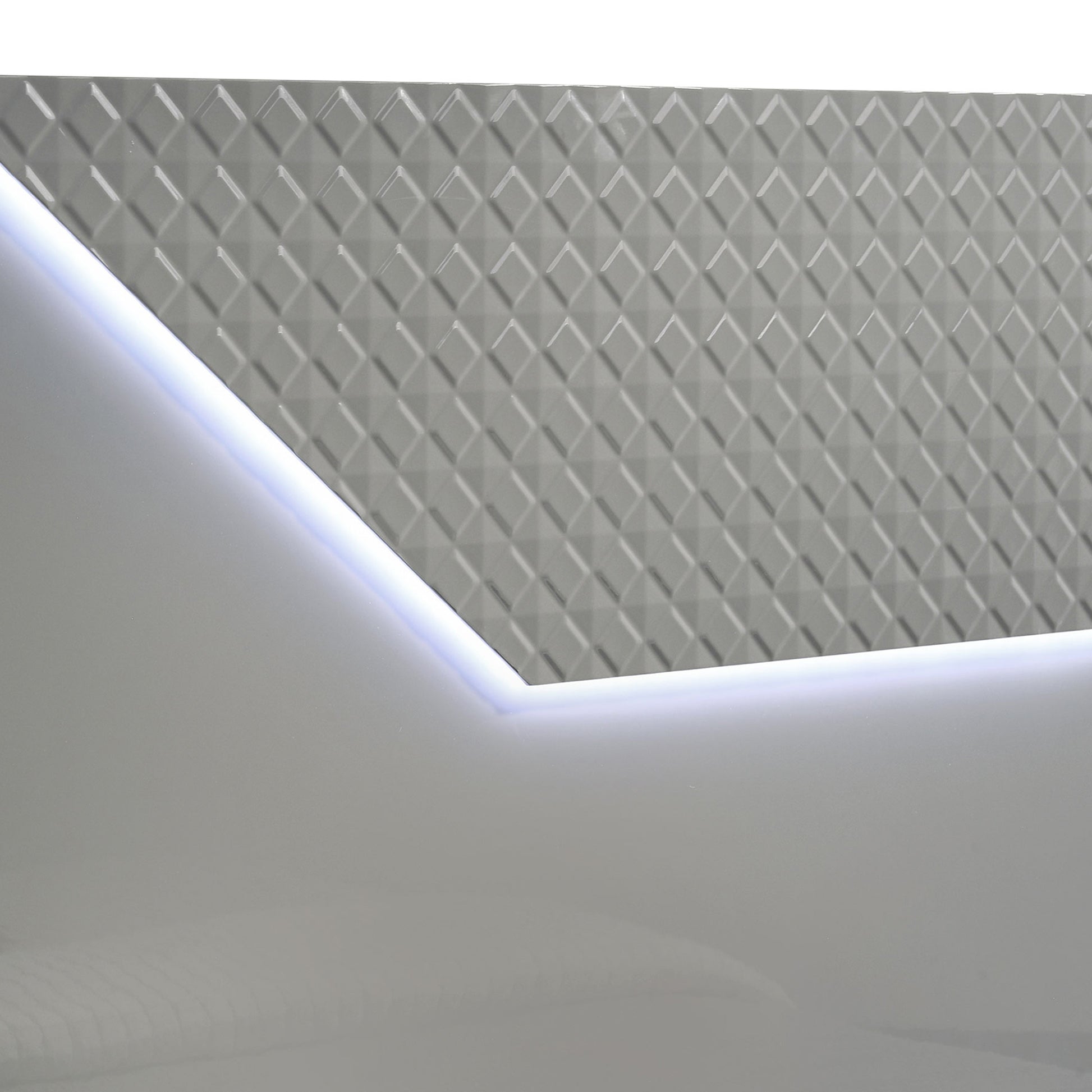 Grey Wood Panel Queen Bed with LED Headboard for Modern Bedrooms