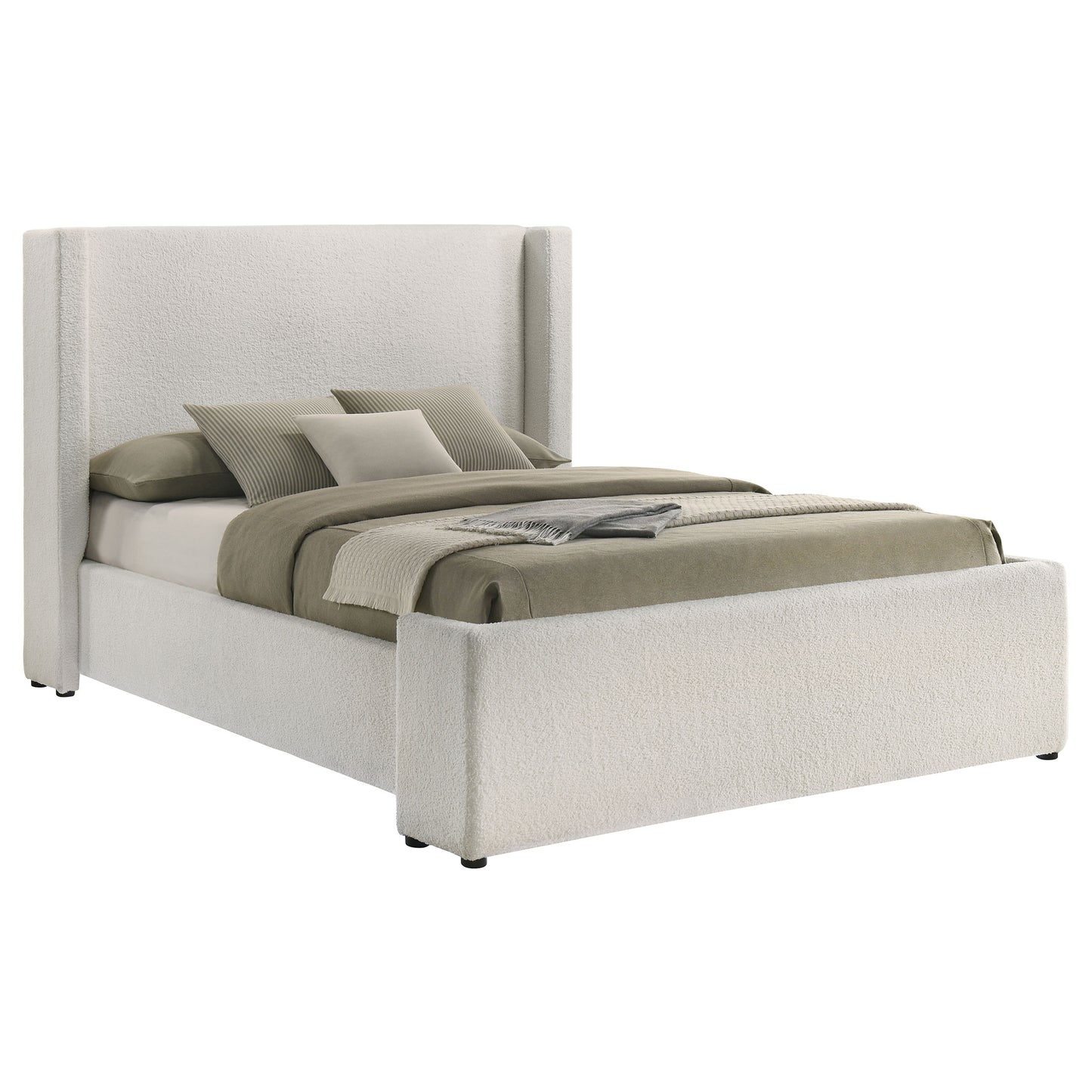 Queen Wingback Bed Frame White Upholstered