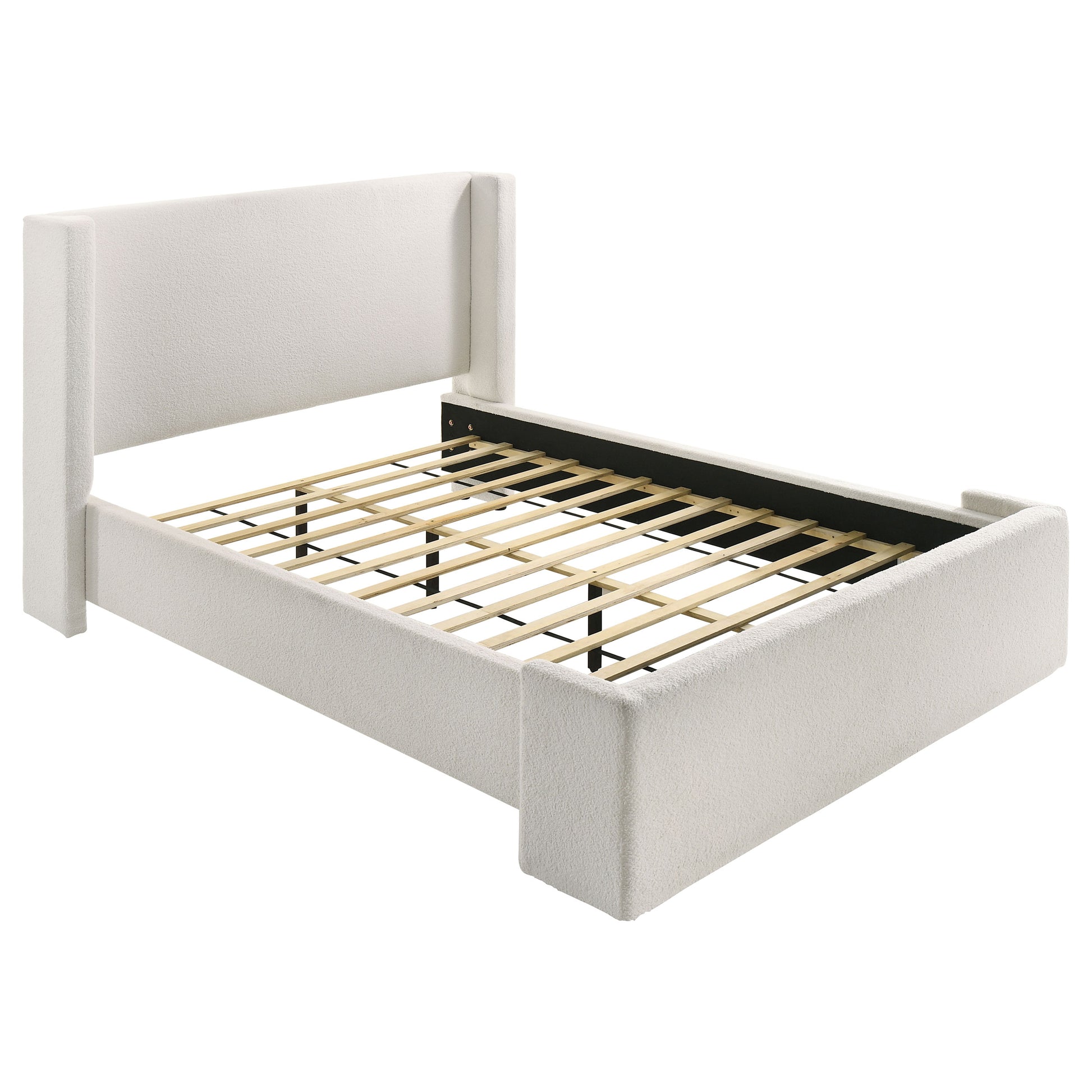 Queen Wingback Bed Frame White Upholstered
