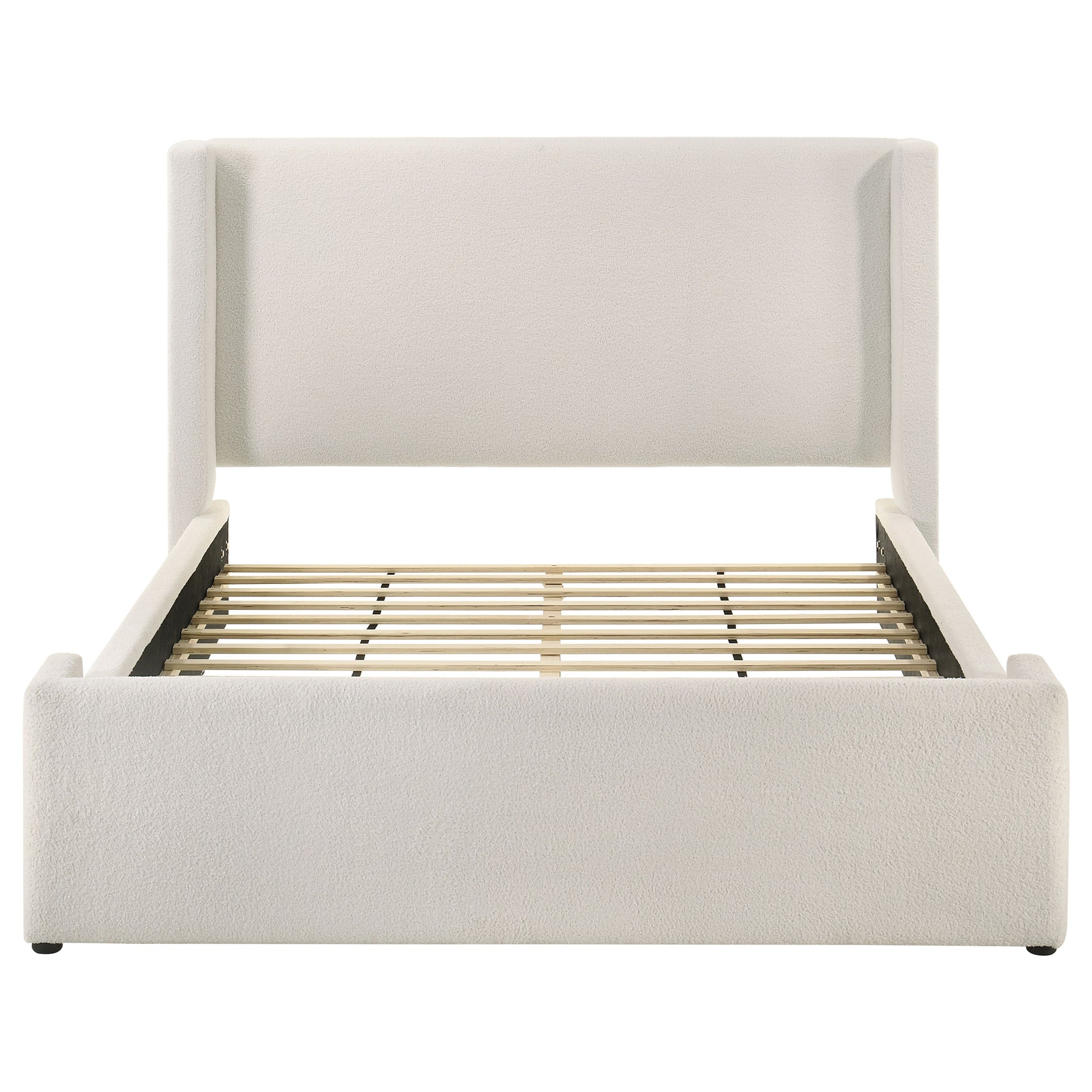 Queen Wingback Bed Frame White Upholstered