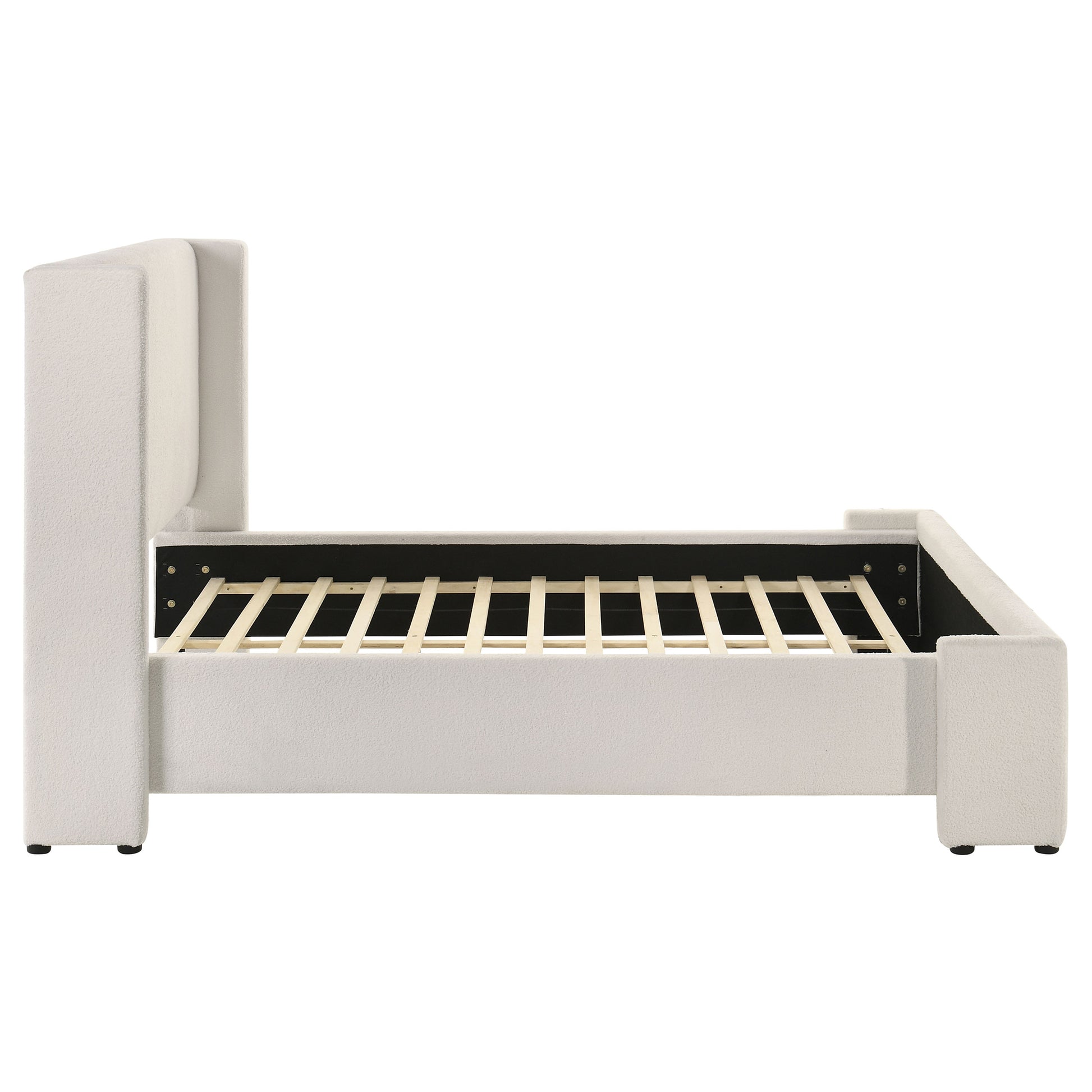 Queen Wingback Bed Frame White Upholstered