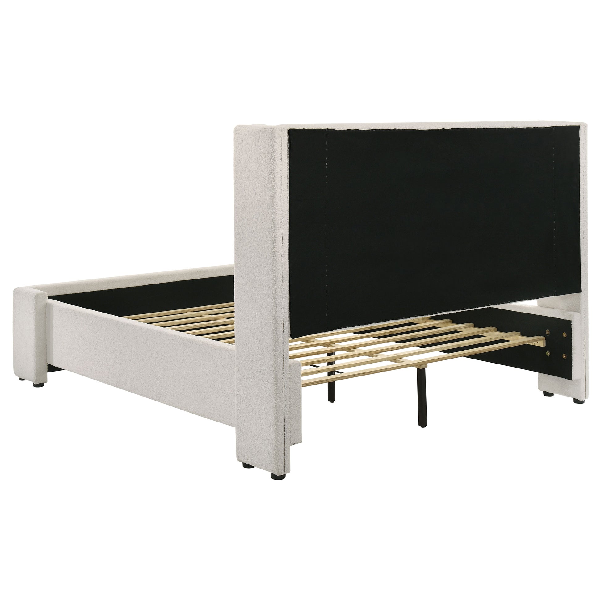 Queen Wingback Bed Frame White Upholstered