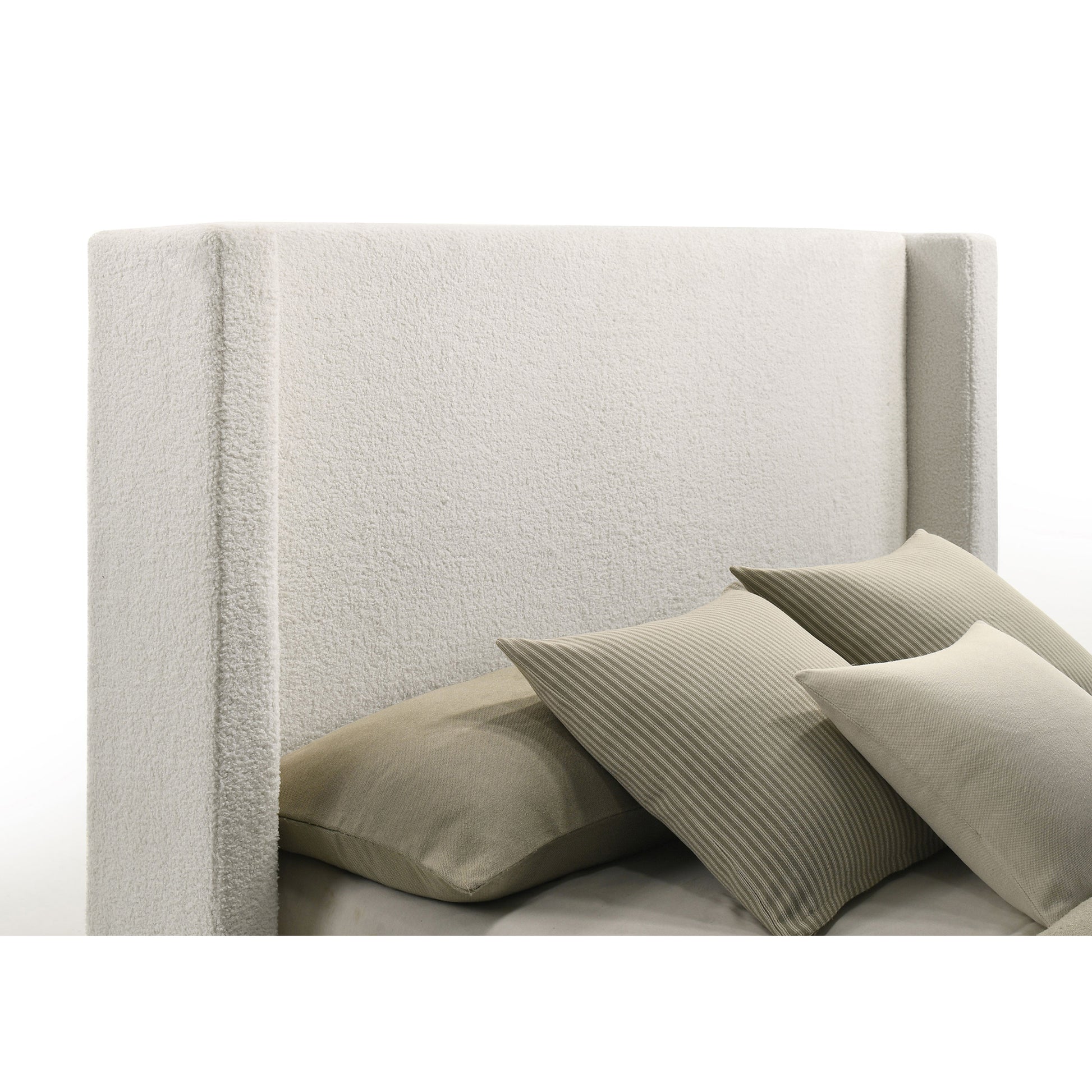 Queen Wingback Bed Frame White Upholstered