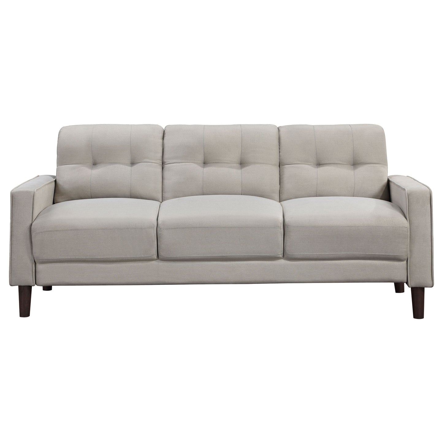 Beige Tufted Sofa Set with Espresso Wood Frame for Living Rooms