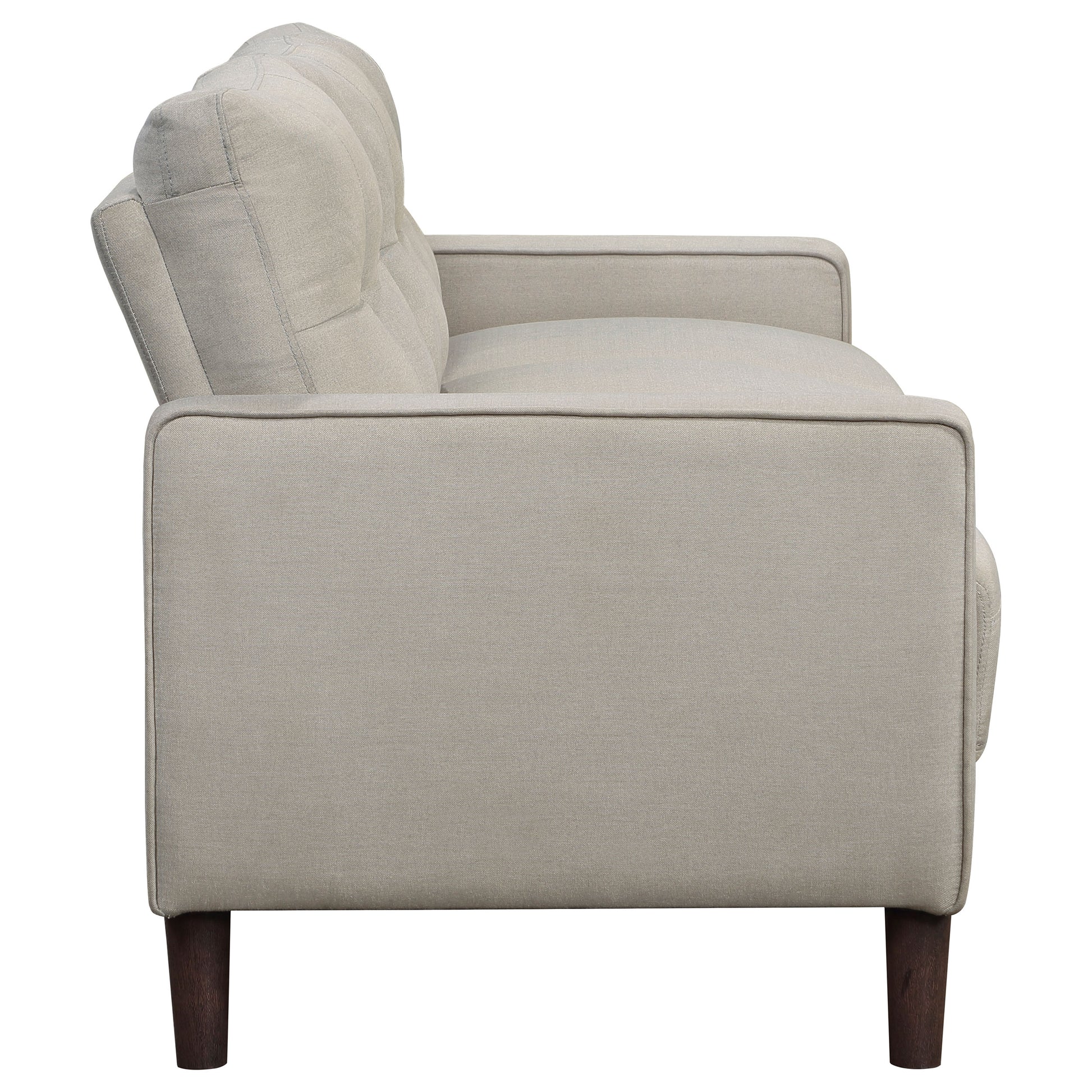 Beige Tufted Sofa Set with Espresso Wood Frame for Living Rooms
