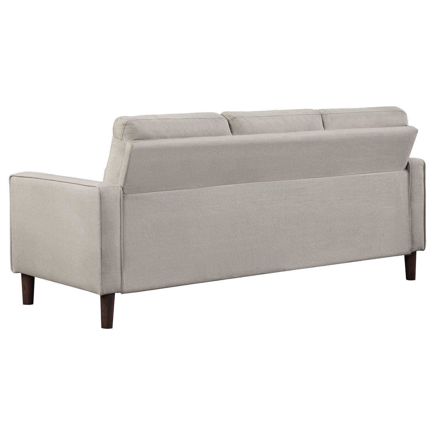 Beige Tufted Sofa Set with Espresso Wood Frame for Living Rooms