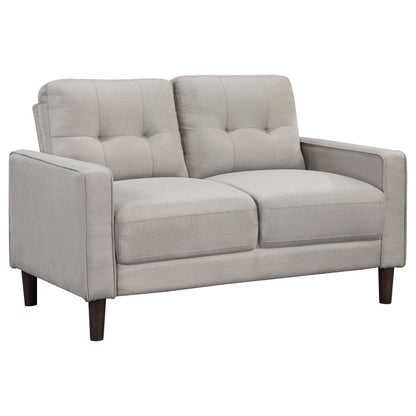 Beige Tufted Sofa Set with Espresso Wood Frame for Living Rooms
