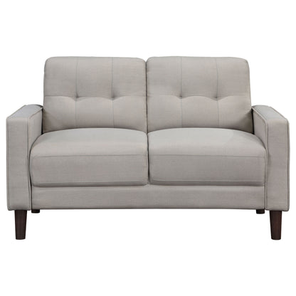 Beige Tufted Sofa Set with Espresso Wood Frame for Living Rooms