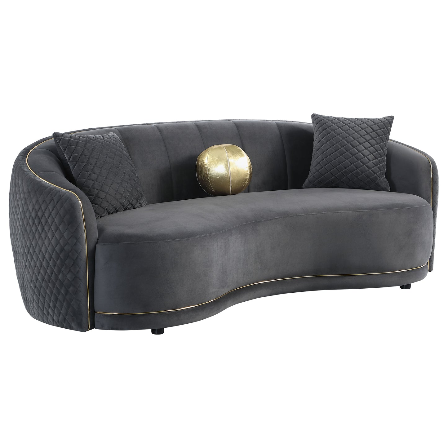 Dark Grey 5 Seat Upholstered Sofa Set for Living Room
